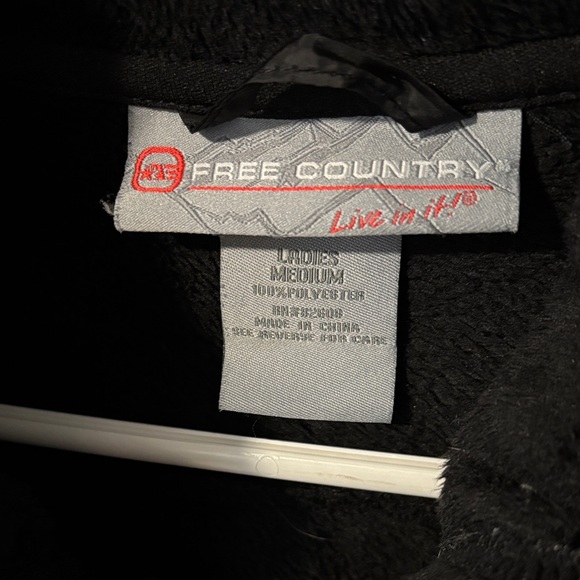 Free Country Black Fuzzy Warm Fleece Jacket Outdoor Hiking Active - Picture 4 of 8